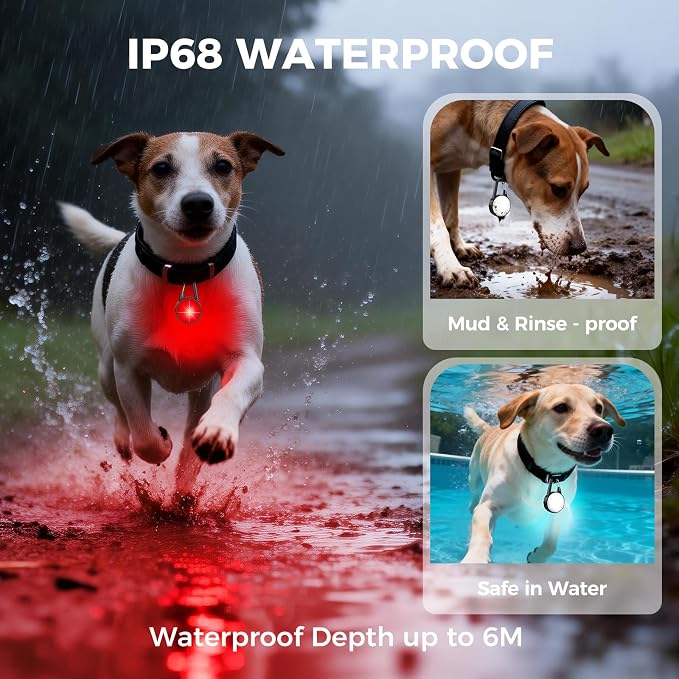 2 Pack Double Sided Dog Collar Light, 6 Modes Dog Lights for Night Walking, Rechargeable LED Pet Collar Light for Nighttime Clip on, IP68 Waterproof Pet Walking Accessories - Image 7