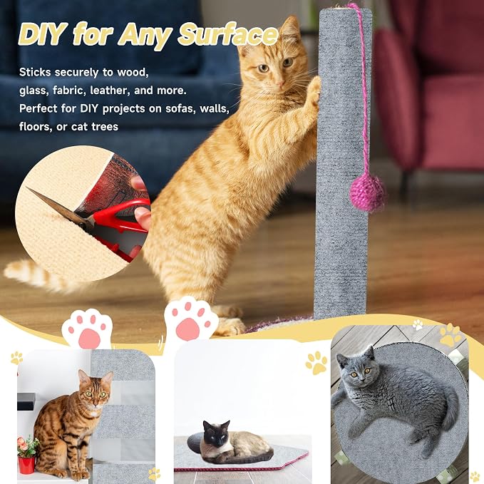 Cat Scratch Furniture Protector, 78.7''x15.8'' Trimmable DIY Self-Adhesive, Durable Corner Scratcher Couch Protectors from Cat Claws for Sofa, Tree Shelves & Scratching Posts (Light Gray) - Image 4