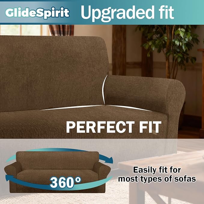 Waterproof Couch Cover, Leakproof Furniture Protector for Kids and Pets - Stretch Non-Slip Sofa Slipcover with Elastic Bottom that Stays in Place - Washable (Sofa, Chocolate) - Image 3
