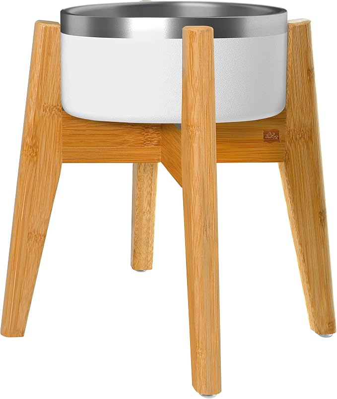 Dog Bowl Stand for Large Dogs - Adjustable, Bamboo | Use to Elevate, Raise Pet Food Water and Slow Feeder Bowls, Expandable with Locking Option, Non-Slip Feet, Stand Only - Image 4