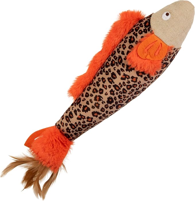 SmartyKat Instincts HappyNip Fin Frenzy Fish Kicker Crinkle Plush Cat Toy, Contains Catnip & Silvervine - Orange/Beige, One Size by SmartyKat