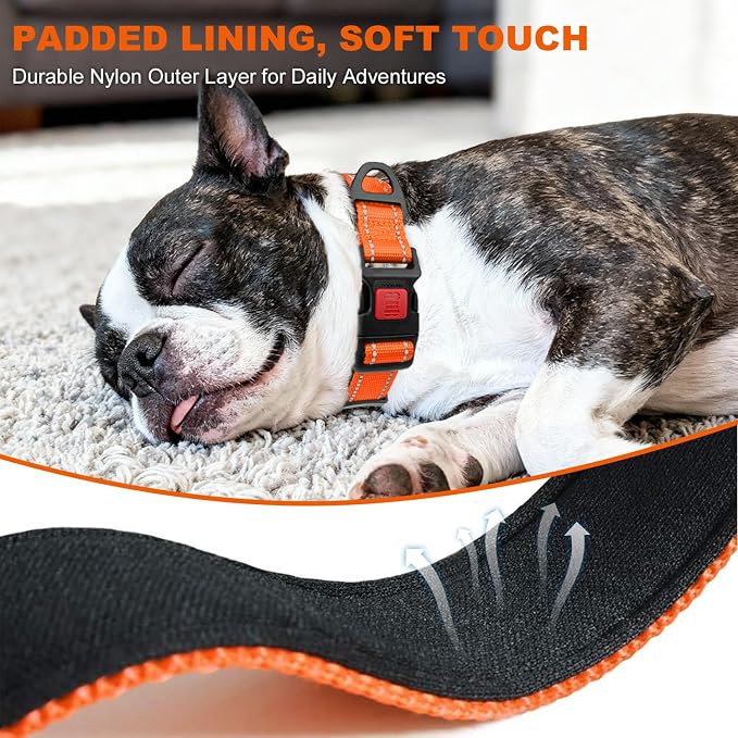 Taglory Reflective Dog Collar for Medium Dogs, Soft and Safe for Daily Walk | Soft Neck Cushioning, Adjustable 14-20 in, Sturdy Webbing Withstands Strong Pullers, Zinc Alloy D-Ring for Leash and ID Tags - Image 4