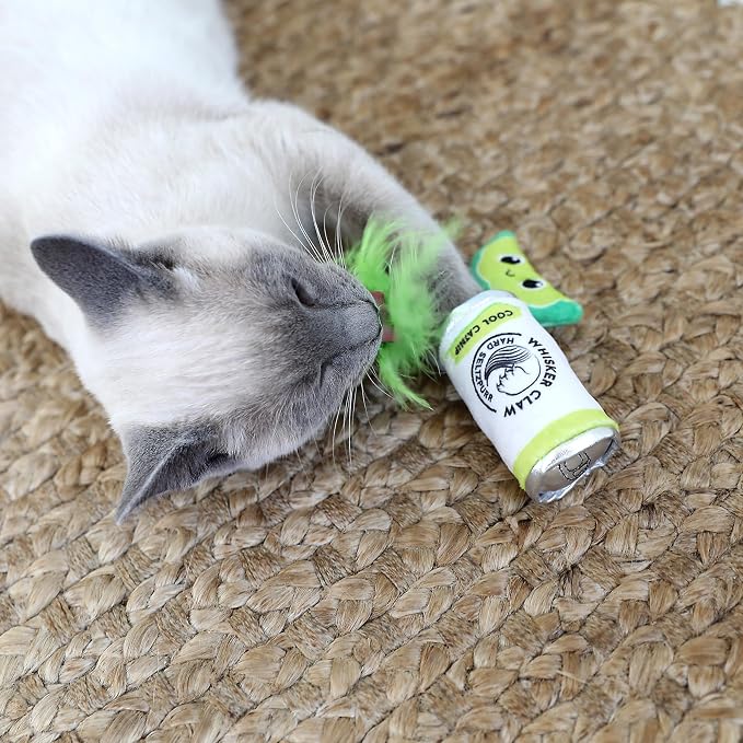 Quirky Kitty Whisker Claw and Lime Catnip Crinkle Plush Cat Toy, Pack of 2 | Soft textured pair with rustling sound effects, sparks batting, kicking and playful sessions for felines at home every day - Image 6