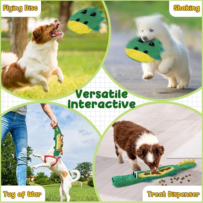 XIUGOAL Interactive Dog Toys for Small Medium Dogs - 2 Pack Puppy Toys for Boredom and Teething, No Stuffing Squeaky Puppy Chew Toys with Crinkle, Treat Dispenser and Holds a Bottle - Image 4