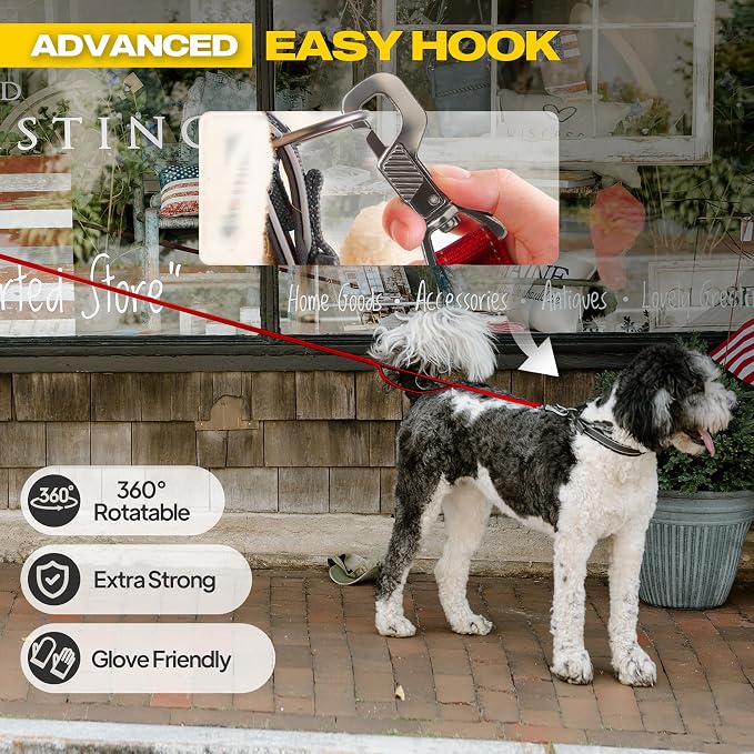 Fida 10 FT Heavy Duty Dog Leash, Dual Padded Handles for Medium Large Dogs | Traffic Handle for Close Control, Advanced Easy Snap Hook, Reflective, Strong Nylon Webbing for Long Walks & Training, Red - Image 2