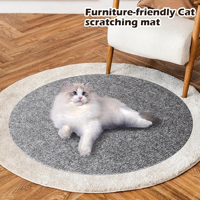 Cat Scratch Furniture Protector, 78.7"x15.8" Cat Scratch Pad for Couch | Trimmable Self-Adhesive DIY Sofa Wall Cats Tower Mat, Replacement Pads from Pet Claws, Light Gray - Image 7