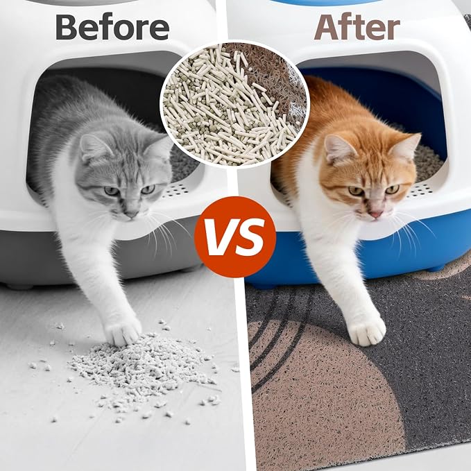 Cat Litter Mat Litter Trapping Mat, 40"x30" Waterproof Urine Proof Litter Box Mat Catcher Mat Non-Slip Washable for Kitty Kitten, Black - Image 2