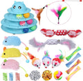 UPSKY 24 PCS Cat Toys Set with Teaser, Mice, Spring, and Various Ball Toys | Puzzle Kitten Toys, Sturdy Structure, Detachable Design, Easy to Assemble, Anti-Slip, Reduces Boredom for Indoor Cats by UPSKY