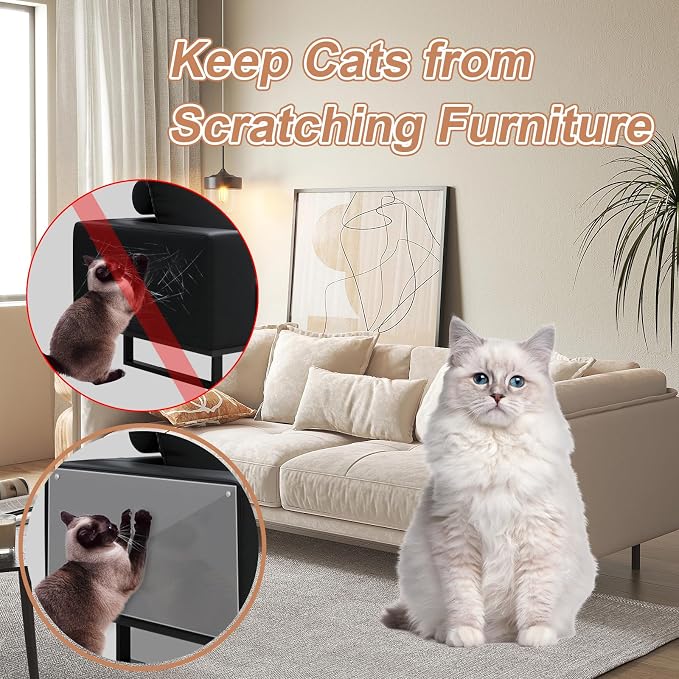 Door Protector from Dog Scratching, 197"x12" Anti Cat Scratch Furniture Protector, Single-Sided Sticky Thicken Vinyl Couch Protector from Cat Claws for Furniture Sofa Door Walls (30 Pins) - Image 2