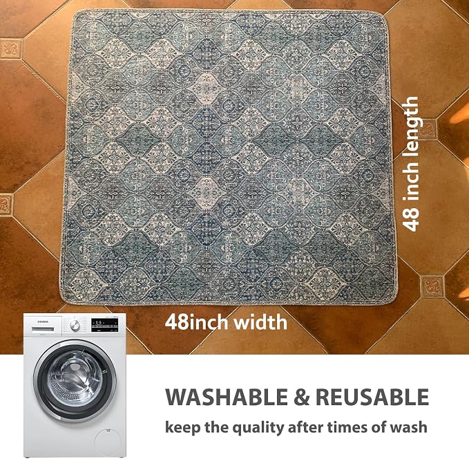 nunubaby Washable Pee Pads for Dogs, Stylish, Non-Slip and Leak-Proof Pee Pads. Reusable Potty Pads for Dogs for Crates and Floors.(Blue/Multi, 48" x48" ) - Image 4