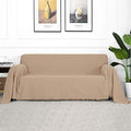 MYSKY HOME Couch Cover Sand Sofa Covers for 2 Cushion Couch Geometrical Sectional Couch Cover Protector Living Room Sofa Throws Sofa Slipcovers for Dogs, Kids (X-Large, 91" x 118", Khaki) by MYSKYHOME