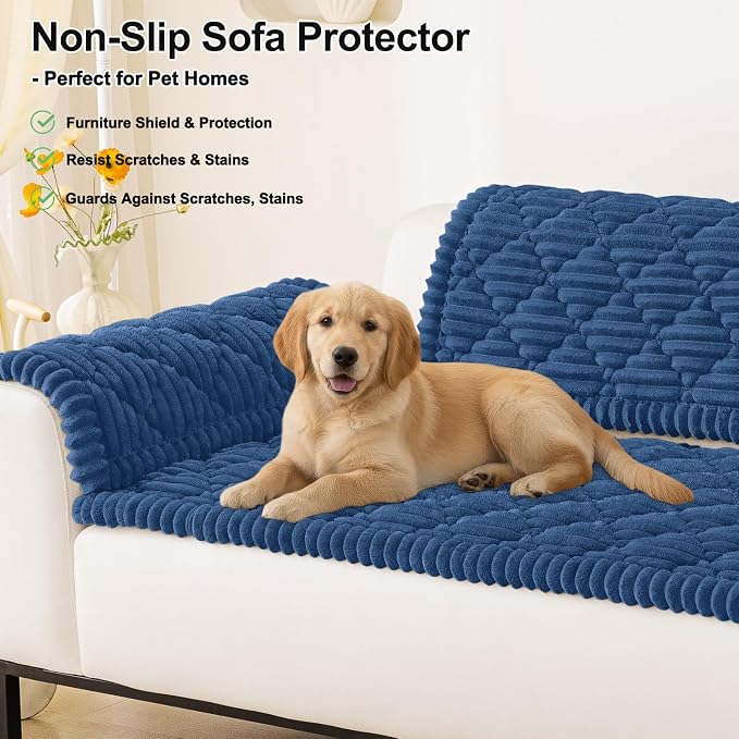 Smiry Couch Cover for Dogs Washable, Non Slip Fuzzy Pet Sofa Protector | Soft Thick Furniture Cover for Sofa, Loveseat and Sectional, Scratch & Pet Hair Resistant (Navy, 27.6" x 47") - Image 11