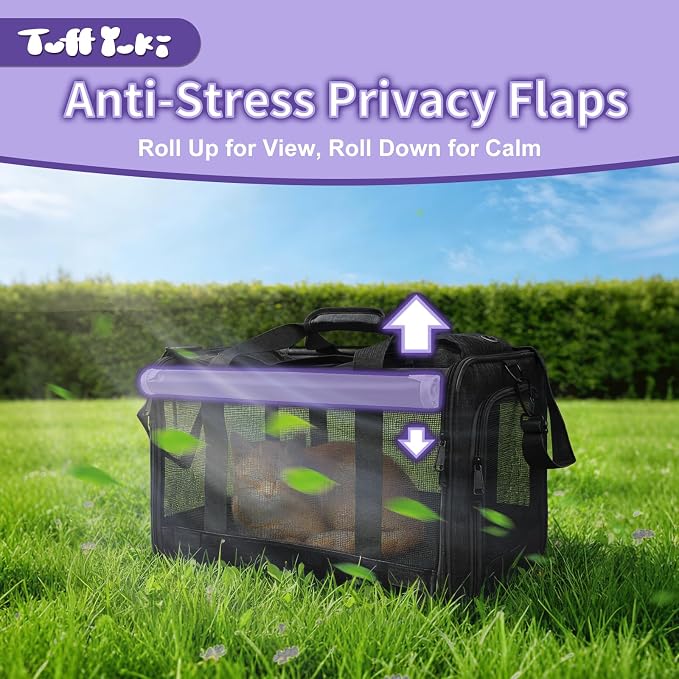 Pet Carrier for Medium-Small Cats, Collapsible Cat Carrier and Soft-Sided Pet Carrier for Medium Big Cats and Puppy Up to 17lbs, 2-Way Entry with Privacy Cover, Travel Bag L18.12”X11.81”X11.81” - Image 2