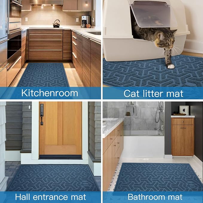 UPSKY Waterproof Cat Litter Mat Large 35" x 24" Soft on Kitty Paws, Blue | Litter Box Mat, Cat Litter Mat Litter Trapping Mat, Waterproof Scatter Control, For Indoor Cats, Easy to Clean - Image 6