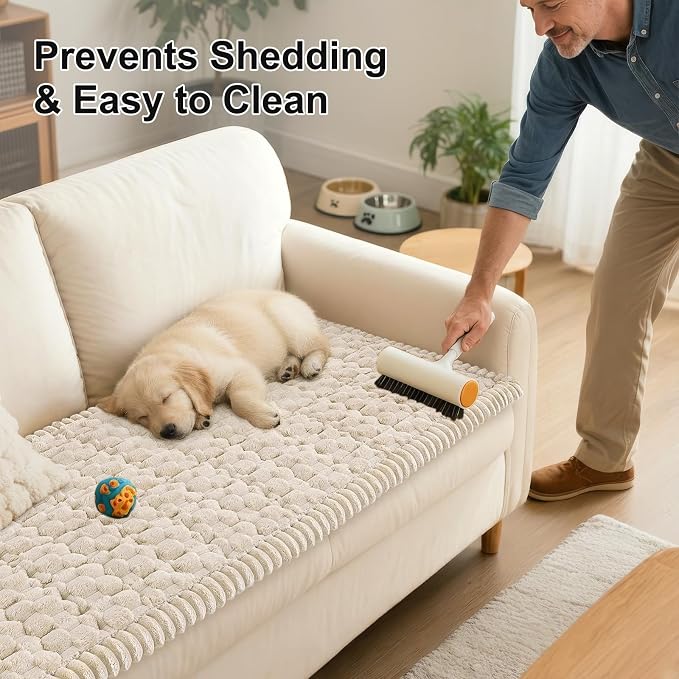 Smiry Non Slip Couch Covers for Dogs, Scratch Resistant Pet Sofa Protector | Machine Washable Soft Fuzzy Thick Furniture Cover for Sofa Loveseat Sectional Large Dogs, Apricot, 35.4" x 35.4" - Image 6
