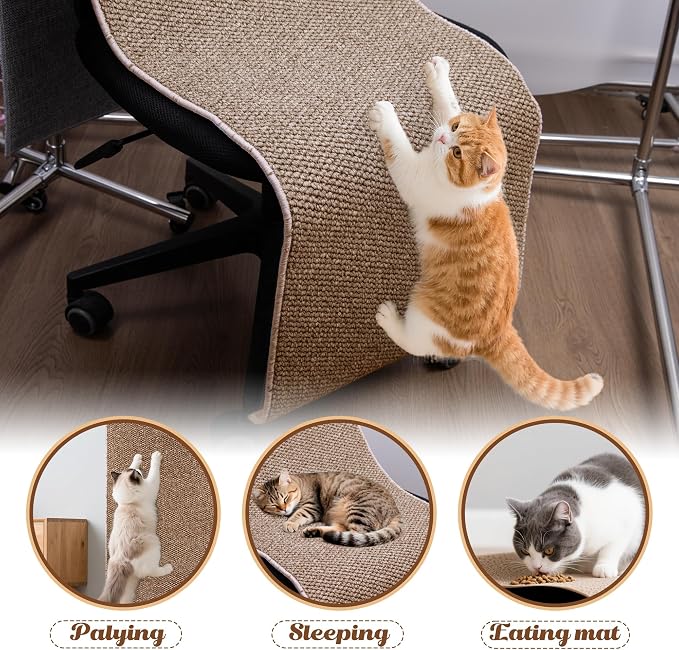 80"x15.7" Cat Wall Scratching Mat, Extra Large Cat Climbing Carpet with 20 Fixed Nails Wall Scratcher Furniture Protector for Couch, Sofa, Home (Brown) - Image 5