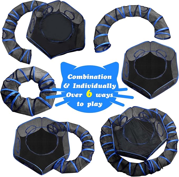 Outdoor Cat Enclosures Playground with 2 Circle Playpen Tunnels Catio, Outside House Include Portable Tent for Cats, Kitty and Small Animals - Indoor Outdoor Fence with Top Cover - Image 3