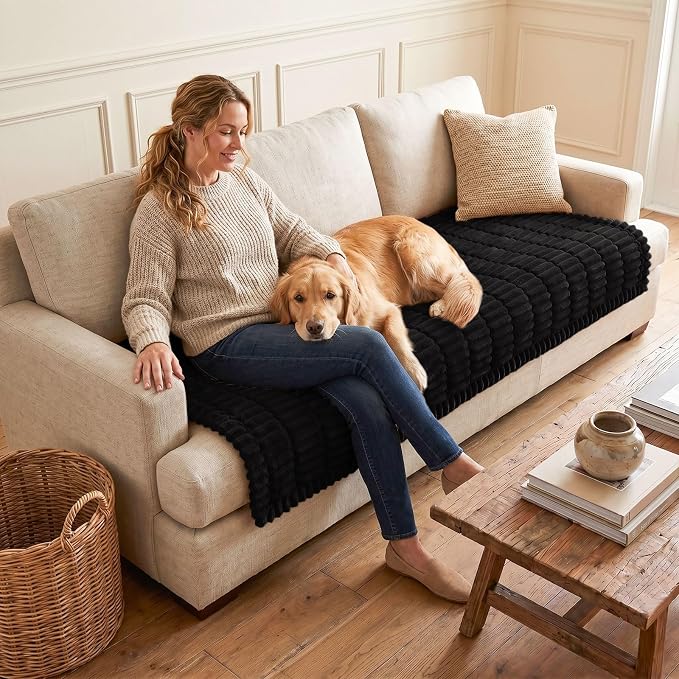 hyha Couch Cover for Dogs, Washable Non Slip Plush Flannel Sofa Protector | Thick Flannel, Anti-Slip Backing, Pet Hair & Scratch Protection, Fits Sofa & Loveseat (35.4" x 63") - Image 2
