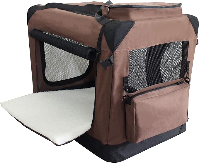 EliteField 3-Door Soft Dog Crate with Bed & Carrying Bag (2-Year Warranty) | 3 Mesh Doors, Steel Frame, Removable & Washable Crate Cover and Bed Cover, Storage Pockets, Indoor/Outdoor, Foldable - Image 2