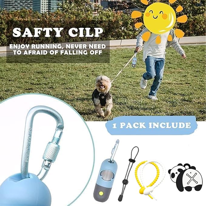 YUCHIYA Dog Poop Bag Holder Dispenser with LED Flashlight(Blue) | 100ft Ultra-Bright LED|Glow-in-the-Dark Avacado Clip|Metal Carabiner&Silicone Tether|15 Leak-Proof Scented Waste Bags - Image 4