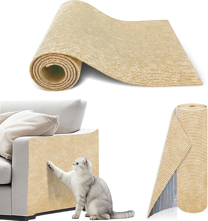 cat Scratch Furniture Protector(Khaki, 39.3x15.8Inch) | Self-Adhesive , Trimmable , Anti-Scratch for Couch & Carpet Corners,Protects Furniture from Indoor Cats by Unknown