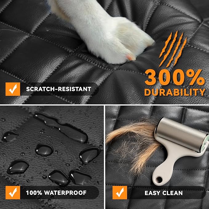 Dog Car Front Seat Cover,PU Leather Car Seat Cover for Pets & Humans,Black | Waterproof,Nonslip,Anti-Scratch,Heavy-Duty Captain Seat Protector Fits Most Cars, Trucks, SUVs，Minivans - Image 6