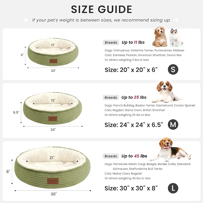 Love's cabin Round Donut Cat and Dog Cushion Bed, 20in Pet Bed for Cats or Small Dogs, Anti-Slip & Water-Resistant Bottom, Super Soft Durable Fabric Pet beds, Washable Luxury Bed Olive Green - Image 4