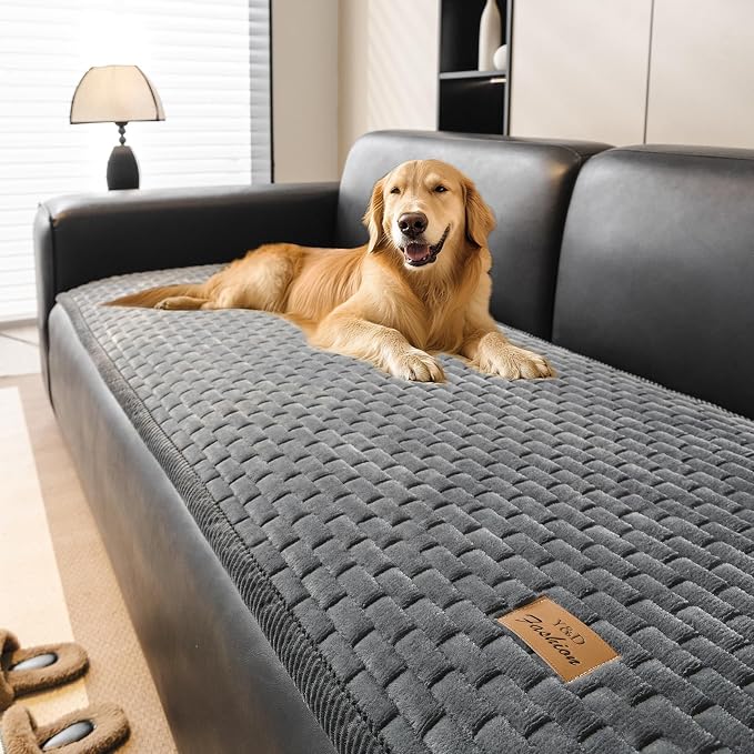 Couch Covers for Dogs Washable, Velvet Dog Couch Cover Protector, Fuzzy Plush Pet Sofa Cover for 2-3 Cushion Couch, Sofa Covers for Pets(1PC,Dark Grey,27.6"x70.9",2-3 Seater Sofa Pad Cover) by PJLZJFBY