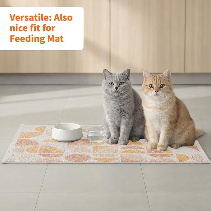 Cat Litter Mat 33" x 22" for Litter Box, Non-Slip Washable Floor Mat with Litter Trapping Design, Scatter Control for Cats and Kittens, Orange - Image 6