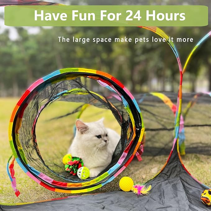 Outdoor Cat Enclosures, Cat Playground Portable Catio Mesh Tent, Outside Circle Playpen Tunnel for Kitty, Rabbit, Puppy and Small Animals - Image 2