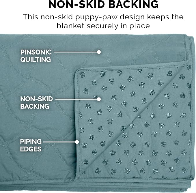 Furhaven Waterproof & Non-Slip King Size Mattress Cover Protector for Dogs & Cats, Washable, For Beds, Couches, & Car Seats - Quilted Twill Blanket Mattress Cover - Nile Blue, Jumbo/King Size - Image 9