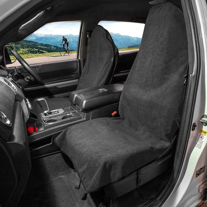 Leader Accessories Waterproof Towel Front Bucket Seat Covers, 2pcs Grey | Universal Non-Slip, Fits Car Truck SUV, Machine Washable, For Dog & Kid, Pets, Yoga, Gym, Beach, Swimming, Outdoor Sports - Image 3