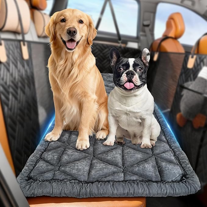 Dog Car Bed, Non-Slip Dog Seat Cover | Universal Back Seat Protector | Premium Chenille Comfort, Scratch Resistant, Silicone Backing & Machine Washable, Fits Most Cars, Trucks & SUVs by Unknown