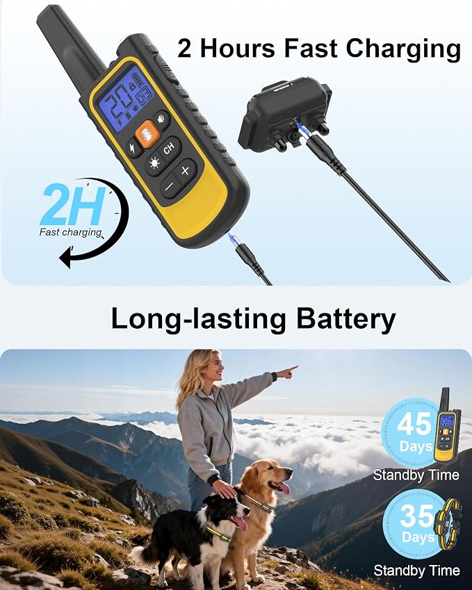 Dog Shock Collar 2 Pack, Rechargeable Dog Training Collar with Remote for Large Medium Small Dogs, 3300FT Waterproof Shock Collar with Beep Vibration and Shock Modes - Image 5