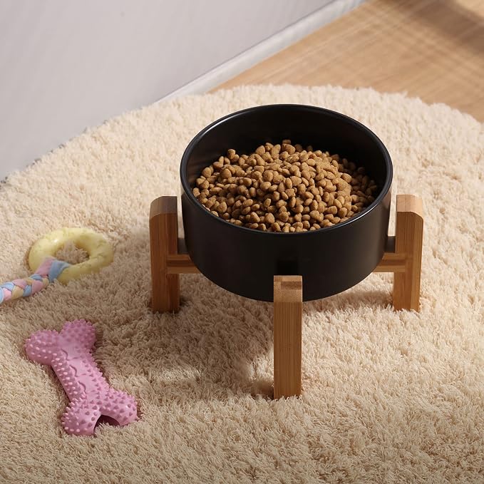 Petygooing Black Elevated/Raised Ceramic Dog Bowl for Small Breeds, Dog Food Water Dish with Stand,Pet Feeding Bowl with Anti Slip Rubber for Cats and Small Dogs Puppy 13.5 OZ (5.1In / 1.7 Cups) - Image 6