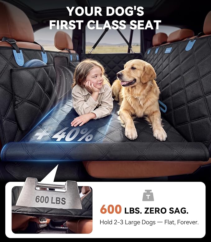 Rorhxia Dog Seat Cover for Backseat, [Safe, Comfort and Large Space], L | Weight capacity > 500 lbs, 600D Durable Waterproof, Release Passenger Seats, Fits Sedan SUV Truck, Large Dog Friendly - Image 2