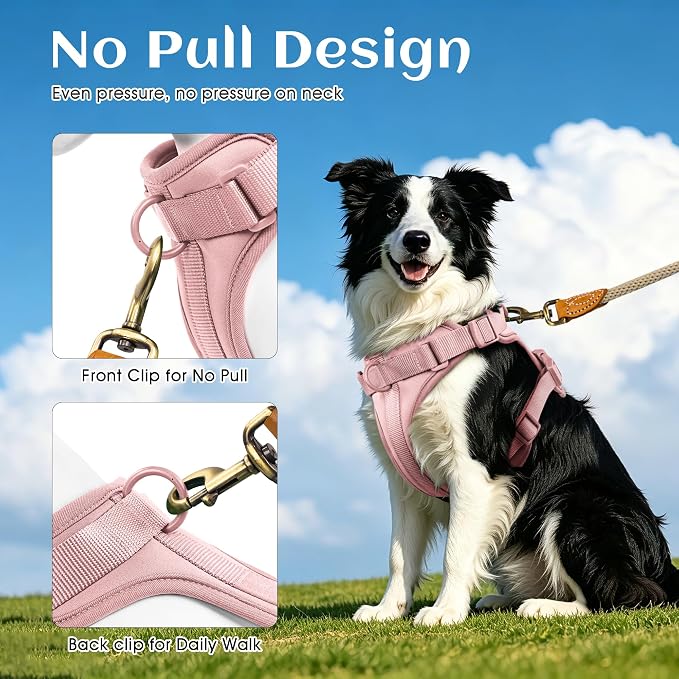 Wisedog Lightweight No Pull Dog Harness, Gossamer Pink, X-Small | Air Mesh, 3 Clips, Adjustable, No Choke Design, Ideal for Walking Training - Image 4