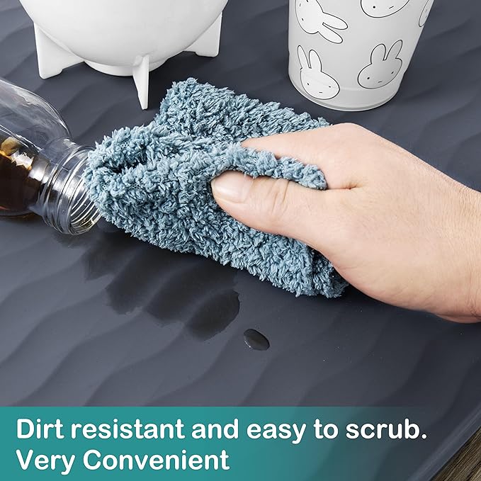 URMONA Waterproof Silicone Under Sink Mat 31'' x 19'' Shelf Liner for Kitchen and Bathroom, Cabinet and Counter Protector, Storage and Organizers, Litter Mat, Pet Cat Puppy Essentials(Beige) - Image 4