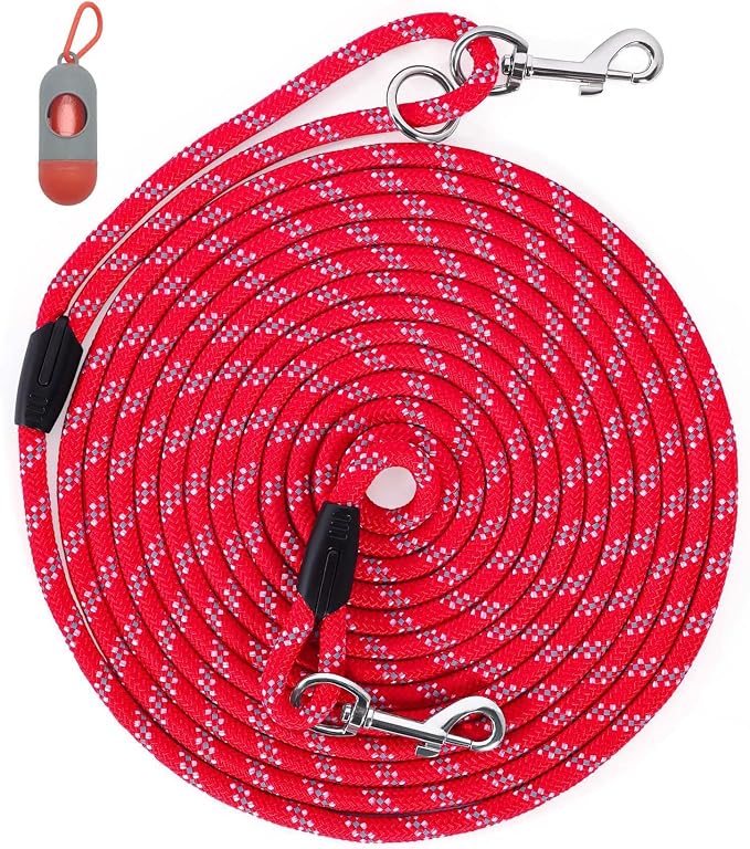 Long Dog Leash for Dog Training 50FT, Heavy Duty Dog Lead for Large Medium Small Dogs Outside Walking, Playing, Camping, or Yard,Red by Lanwandeng