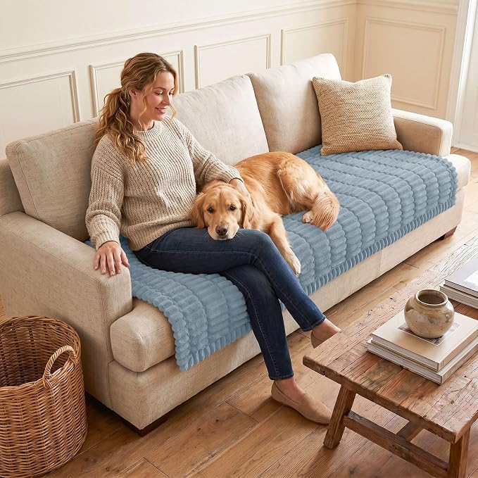 hyha Couch Cover for Dogs, Washable Non Slip Plush Flannel Sofa Protector | Thick Flannel, Anti-Slip Backing, Pet Hair & Scratch Protection, Fits Sofa & Loveseat (35.4" x 70.9") - Image 2