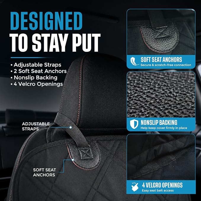 Bulldogology Dog Car Seat Cover for Back Seat 58"x56" Waterproof Pet Seat Cover SUV - Seat Cover for Dogs - Back Seat Protector - Dog Hammock for Car, Seat Cover for Truck (Large) - Image 4