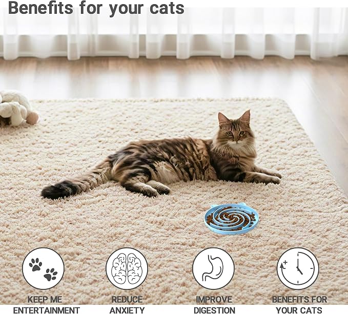 Bifeaw Slow Feeder Cat Bowl, Easy to Clean Silicone Bowl, Ideal for Dry and Wet Food (Green and Blue) - Image 5