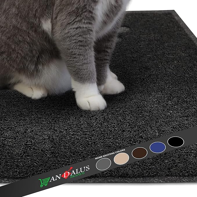 Andalus Large Cat Litter Mat, Pack of 1 - Waterproof, Non-Slip & Easy to Clean Cat Litter Box Mat for Extra Efficient Pet Litter-Trapping, Black (30” X 18”) - Image 8