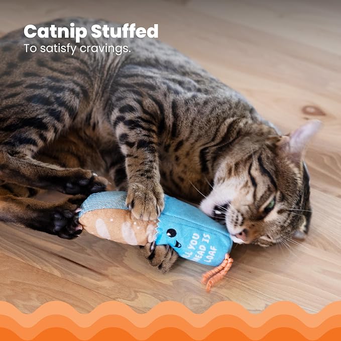 Catstages Loaf Kicker Interactive Cat Toy with Catnip & Dental Mesh, 6.5" | Plush Body for Bunny Kicking, Supports Clean Teeth & Massages Gums, Ribbon Accent, Enrichment for Cats & Kittens - Image 3