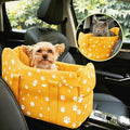 Small Dog Car Seat for Center Console, Yellow | Portable Puppy Armrest Booster for Dogs 5-15 lbs, Anti-Collapse Support with Washable Fluffy Cushion by HANMEIANINC
