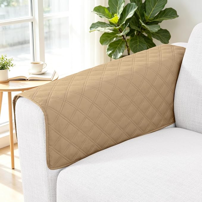 Smiry Waterproof Reversible Pet Couch Covers for Dogs | Pet Friendly, Soft Fabric, Washable Sofa Furniture Protector for Dogs Cat Kids, Checkered (40"x40", Camel/Beige) by Smiry