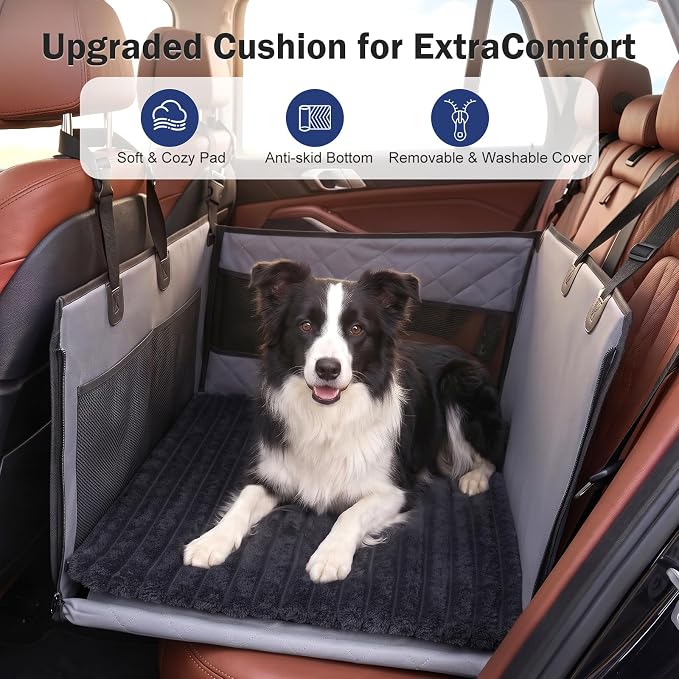 MIXJOY Dog Car Seat for Large Medium Dogs - with Dog Bed Inside, Back Seat Extender for Pets, Waterproof Pet Carseat for Medium Sized Pet, Hammock for Pet, with Storage Pocket - Image 2