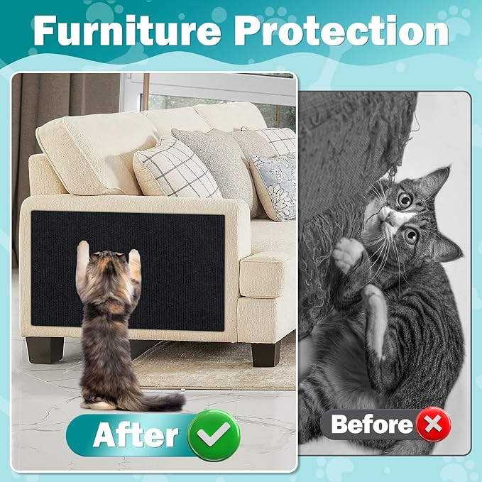 ENONCI 23.6x15.8 Cat Scratcher Mat, Self-Adhesive Cat Scratch Furniture Protector - Image 2