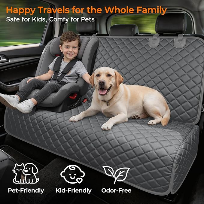 URPOWER Dog Car Seat Cover for Back Seat, Waterproof Car Seat Protector | Non-Slip, Scratch-Resistant, Machine-Washable Rear Bench Seat Cover - Image 7