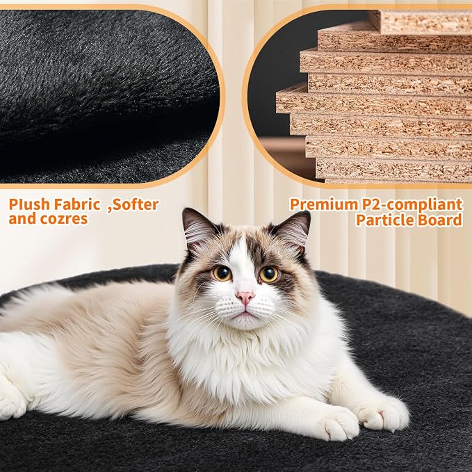 FDW Cat Tree 54in Cat Tower Multi-Level Durable Cat Scratching Post & Cozy Fun Cat Jumping Platform Space Saving Cat Condo Pet Play House for Indoor Cats,Grey - Image 4